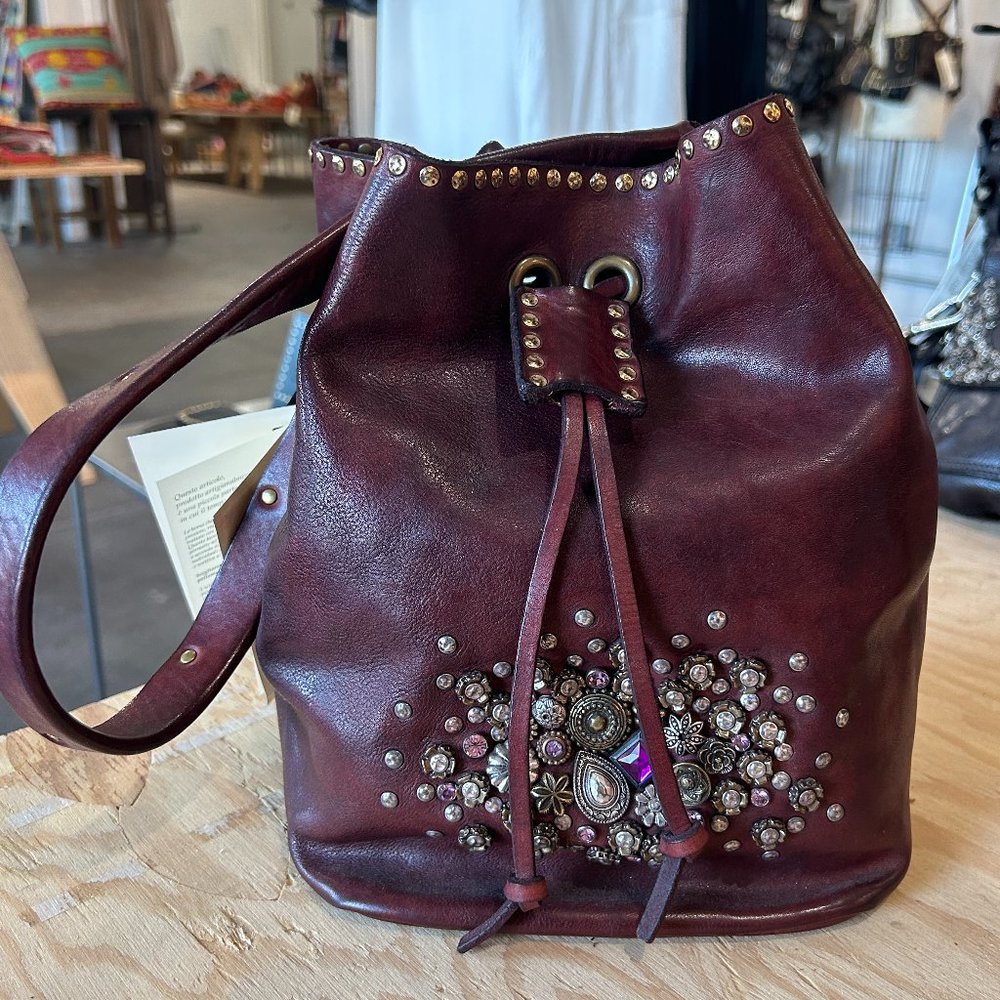 Campomaggi Wine Studded Satchel